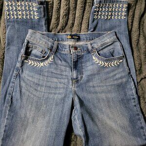 Lee Blue Embroidered Ankle Jeans